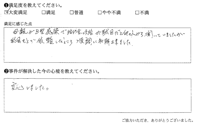 駄目もとで依頼したところ順調に和解出来ました