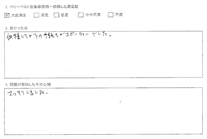 手続きがスピーディーでスッキリしました